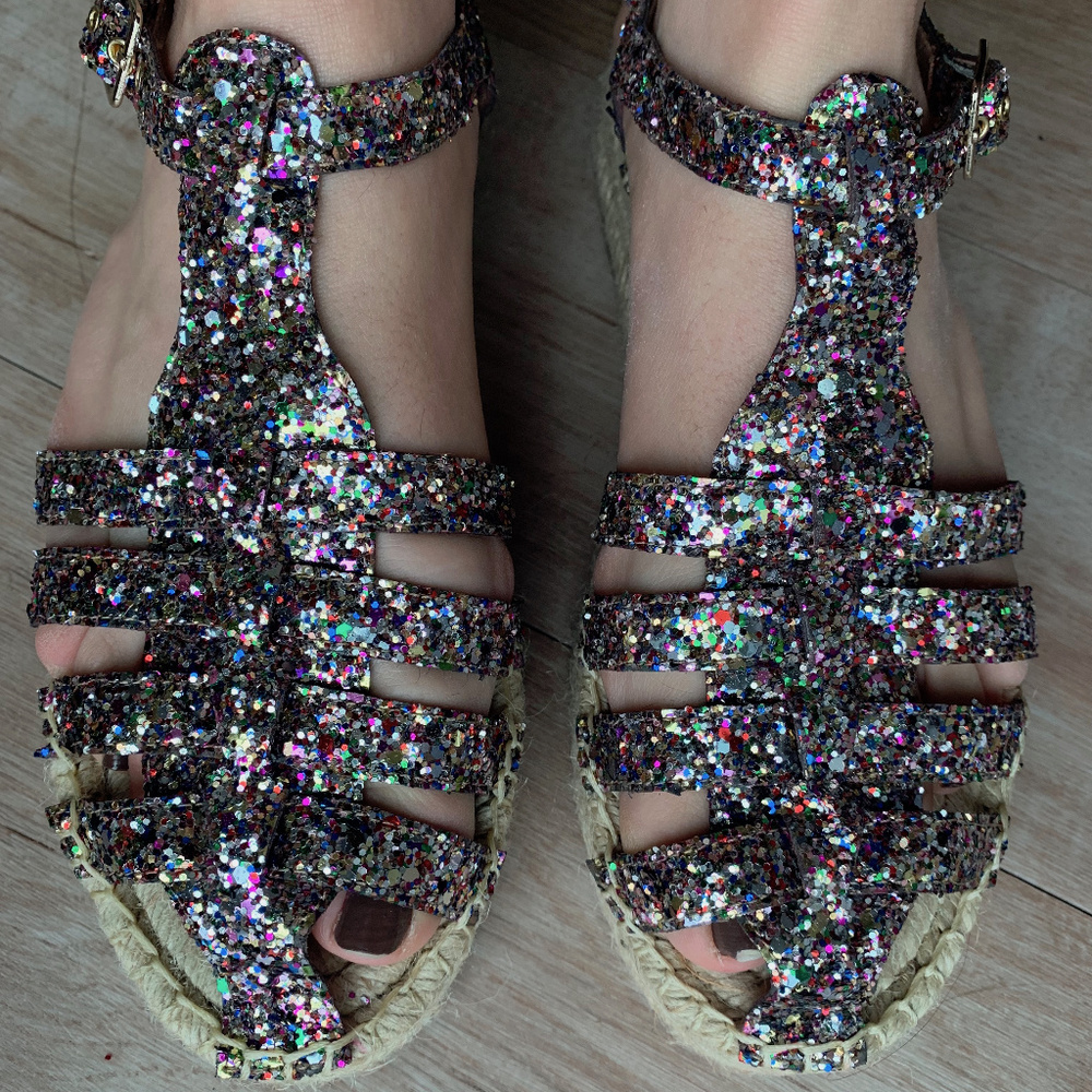 NWOT Kate Spade Glitter Platform Espadrilles